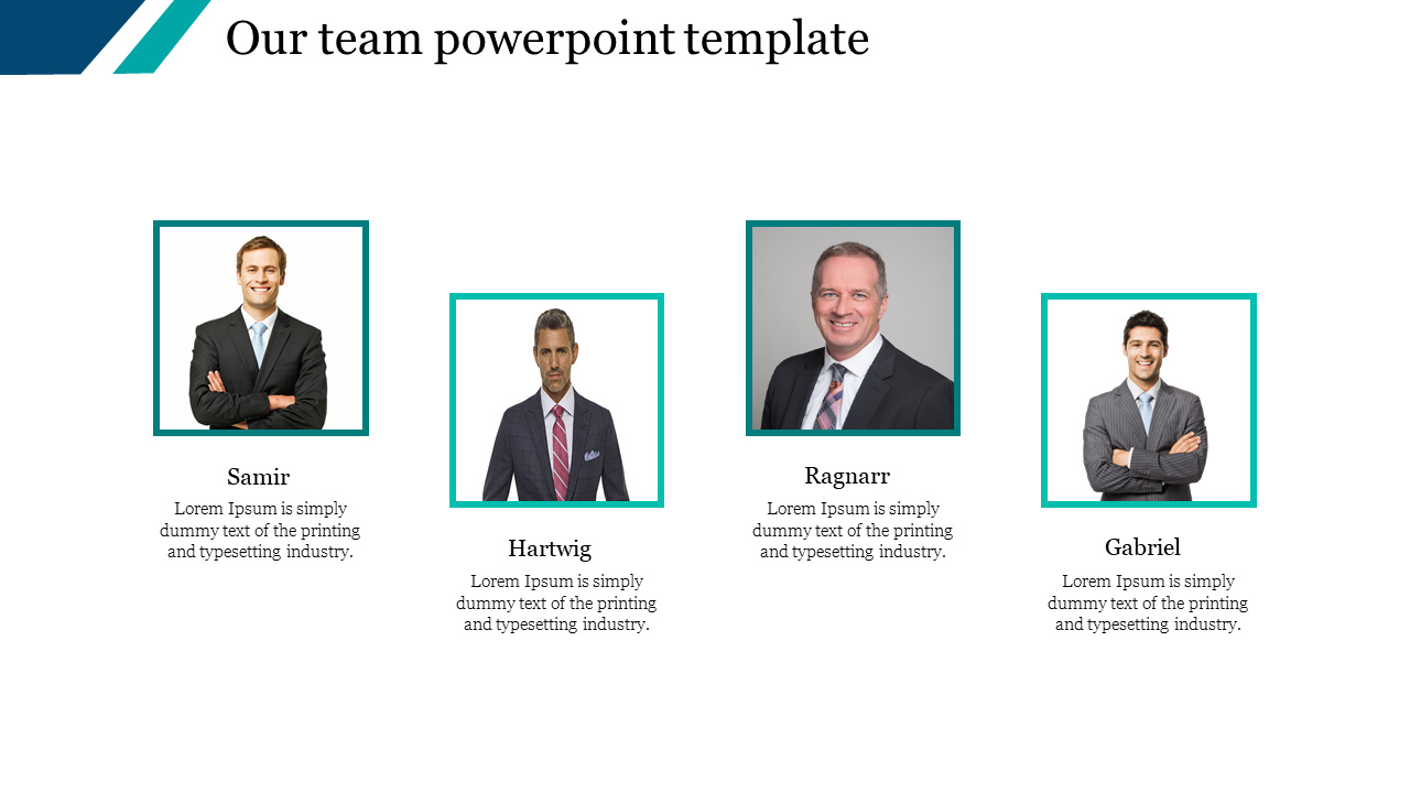 A four noded Our team powerpoint template
